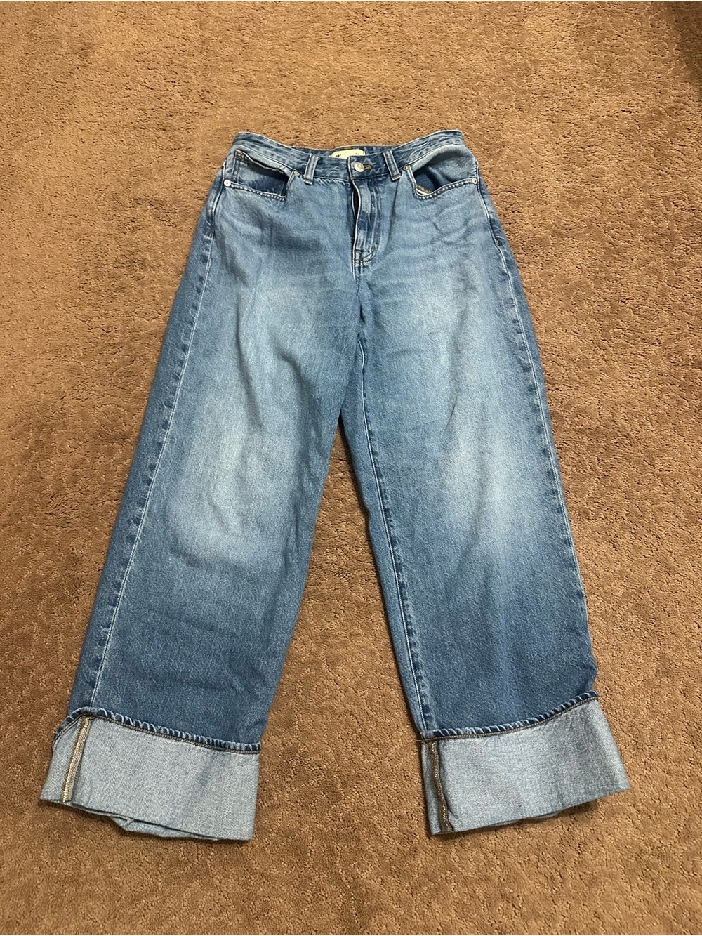 Madewell Light Blue Wide-Leg Cuffed Jeans